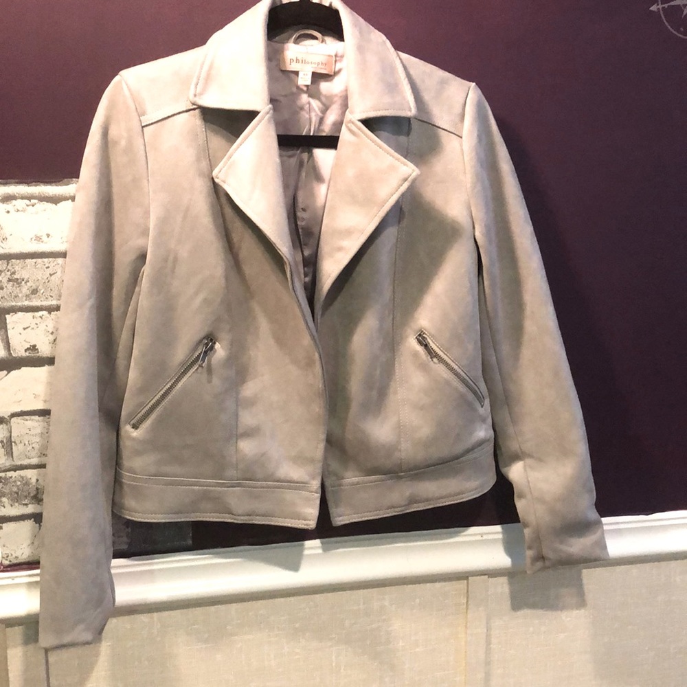 Grey Faux Leather Jacket